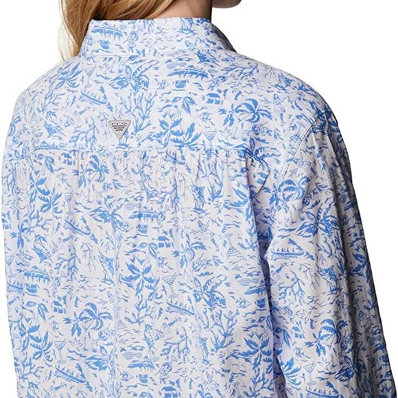 🆕Columbia Women's Slack Water Woven Long Sleeve Shirt, XXL-Harbor Blue Kona Pri - Picture 5 of 5